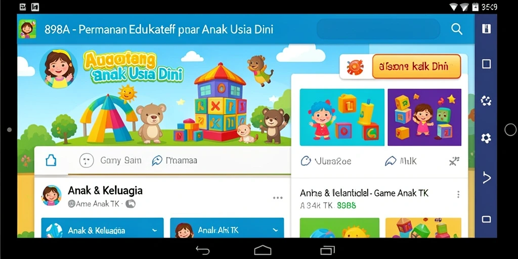 Antarmuka ceria 898A untuk permainan edukatif anak-anak.