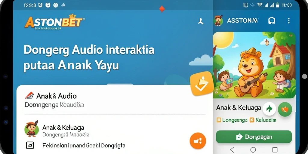 Tampilan antarmuka yang ramah anak dan menawan dalam aplikasi Dongeng Audio.