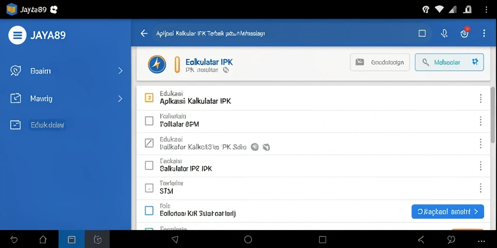 Antarmuka aplikasi JAYA89 yang user-friendly untuk Kalkulator IPK.